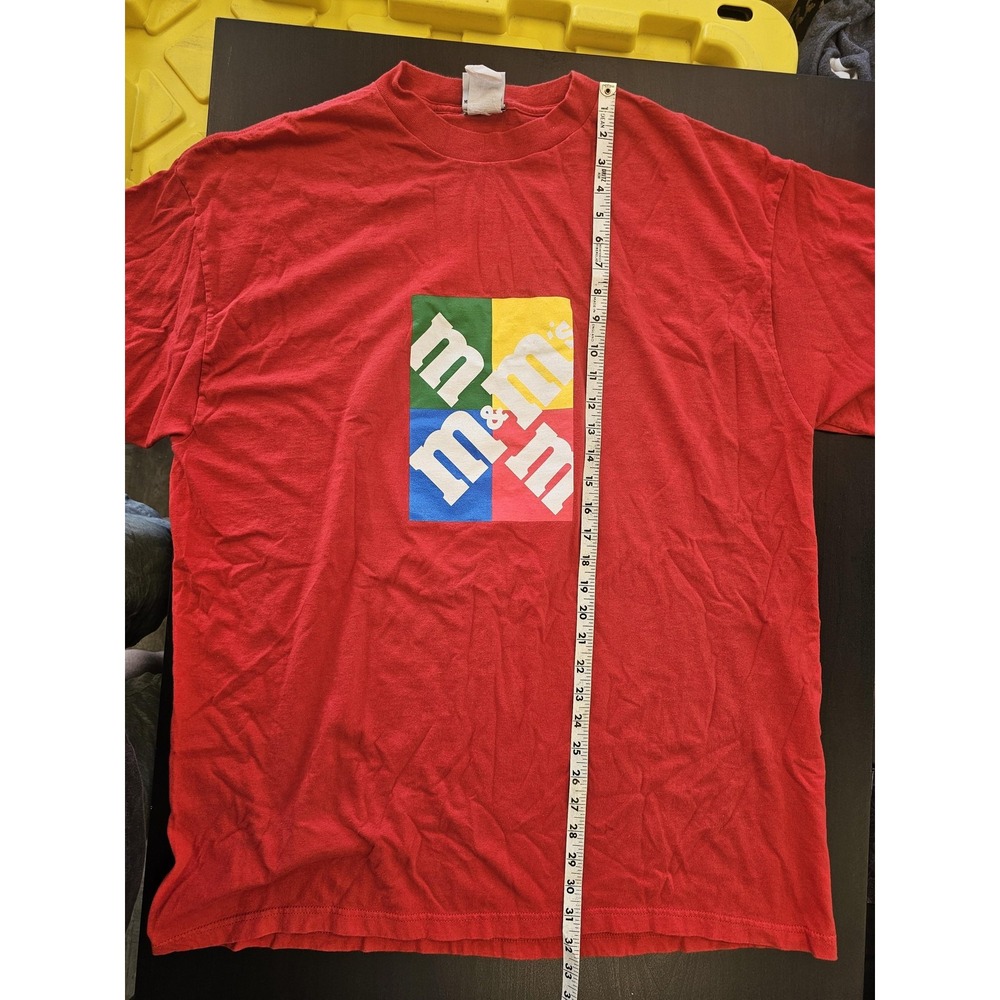 Vintage M&M's Shirt Mens Extra Large Red Color Block Logo‎ Candy Graphic 90s USA - Picture 4 of 6